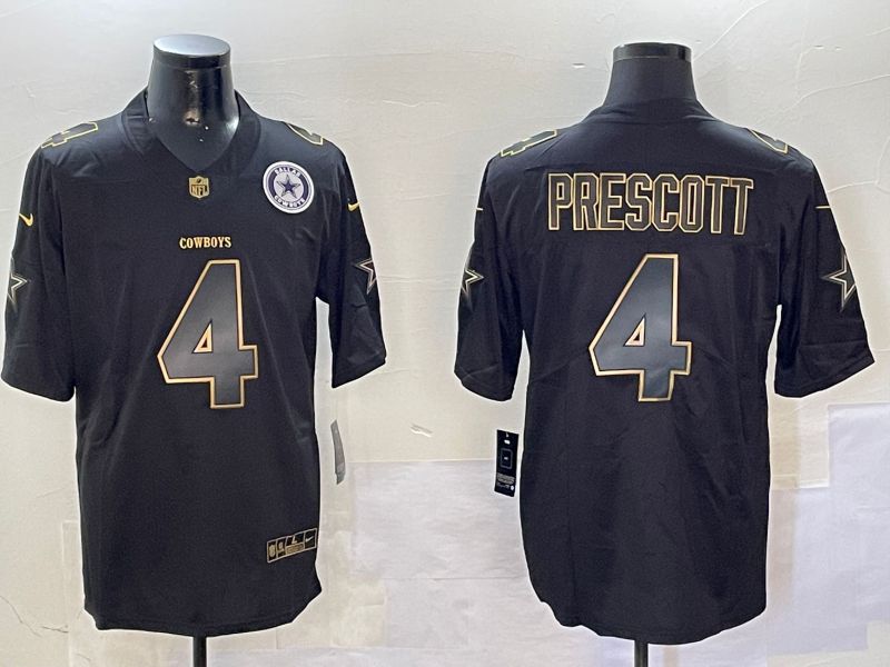 Men Dallas Cowboys #4 Prescott Black Gold 2024 Nike Limited NFL Jersey style 01081->dallas cowboys->NFL Jersey